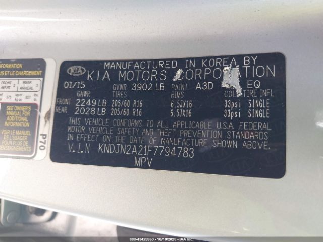 2015 KIA SOUL KNDJN2A21F7794783 Photo 8