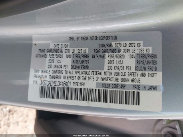 2020 MAZDA CX-9 JM3TCADY6L0416401 Photo 8