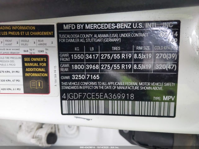 4JGDF7CE5EA369918 Mercedes-Benz Gl 450 4matic
