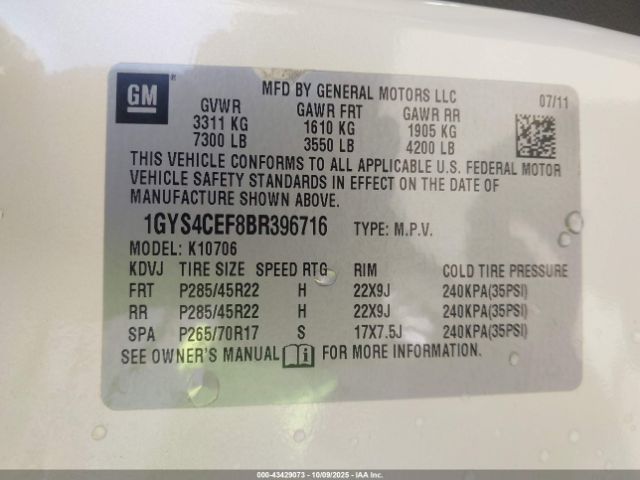2011 CADILLAC ESCALADE 1GYS4CEF8BR396716 Photo 8