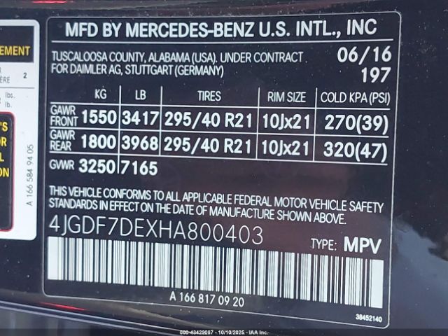2017 MERCEDES-BENZ GLS 550 4JGDF7DEXHA800403 Photo 8
