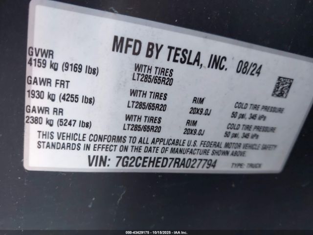 2024 TESLA CYBERTRUCK 7G2CEHED7RA027794 Photo 8
