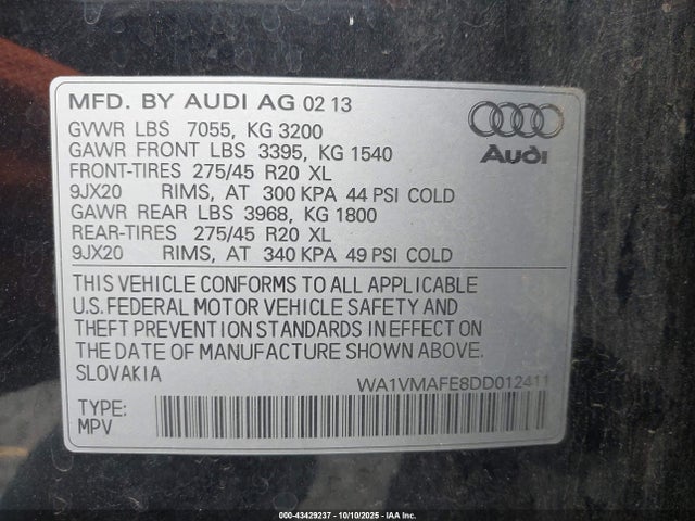 2013 AUDI Q7 WA1VMAFE8DD012411 Photo 8