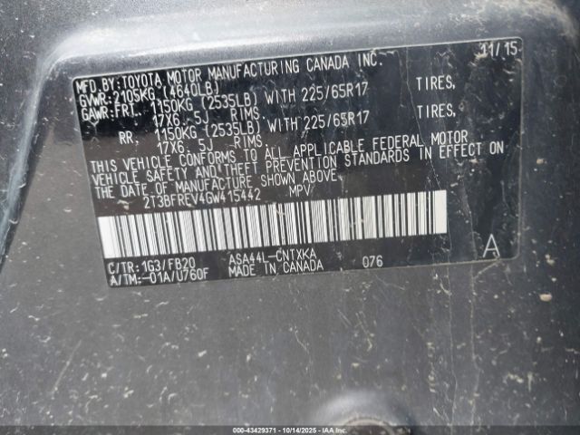 2016 TOYOTA RAV4 2T3BFREV4GW415442 Photo 8