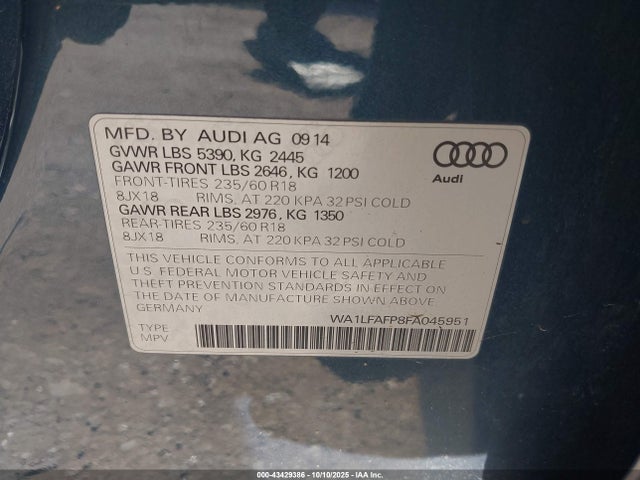 2015 AUDI Q5 WA1LFAFP8FA045951 Photo 8