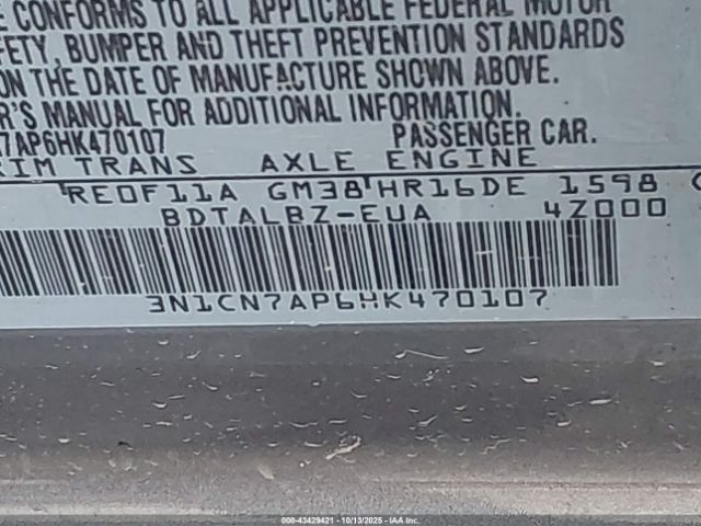 2017 NISSAN VERSA 3N1CN7AP6HK470107 Photo 8