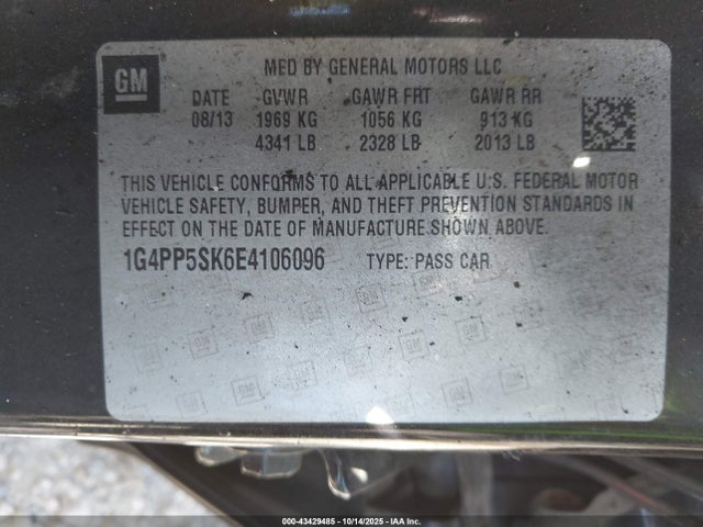 Продаж на аукціоні авто 2014 Buick Verano, vin: 1G4PP5SK6E4106096, номер лоту: 43429485