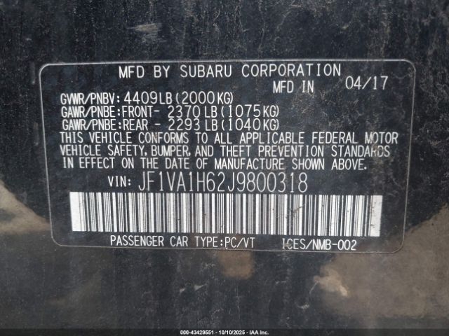 2018 SUBARU WRX JF1VA1H62J9800318 Photo 8