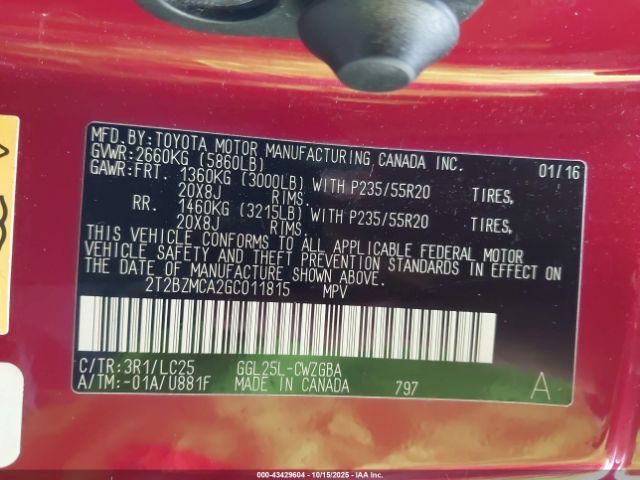 2016 LEXUS RX 350 2T2BZMCA2GC011815 Photo 8