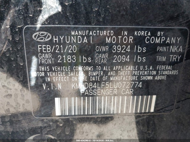 KMHD84LF5LU072774 Hyundai mpi nu