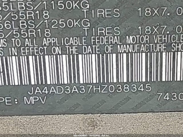 2017 MITSUBISHI OUTLANDER JA4AD3A37HZ038345 Photo 8