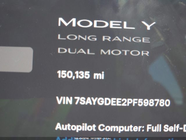 2023 TESLA MODEL Y 7SAYGDEE2PF598780 Photo 6