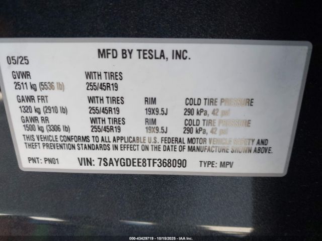 2026 TESLA MODEL Y 7SAYGDEE8TF368090 Photo 8