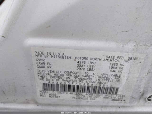 2010 MITSUBISHI GALANT 4A32B3FF5AE016616 Photo 8