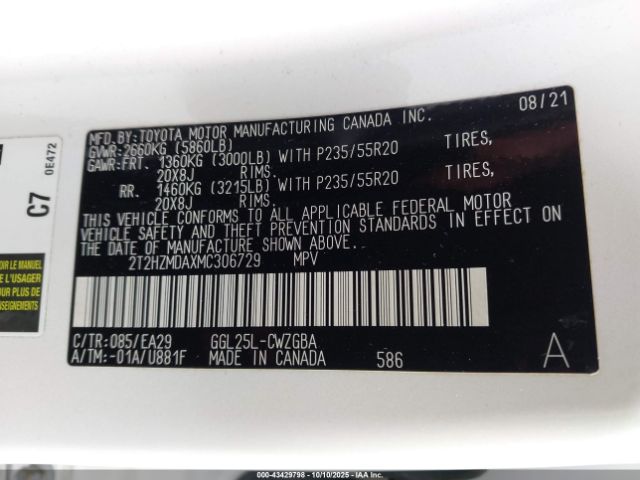 2021 LEXUS RX 350 2T2HZMDAXMC306729 Photo 8