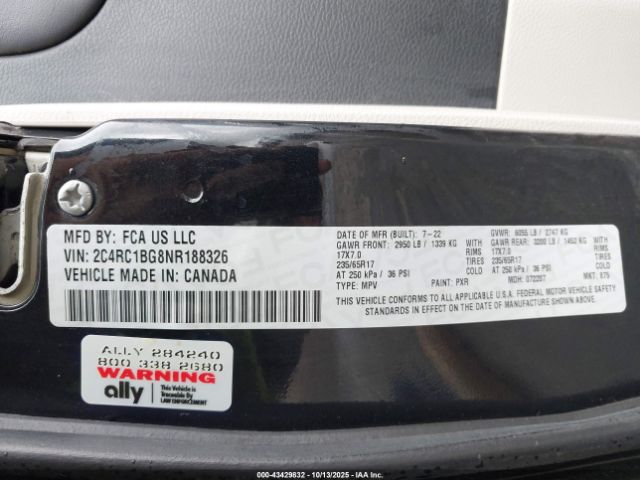 2022 CHRYSLER PACIFICA 2C4RC1BG8NR188326 Photo 8