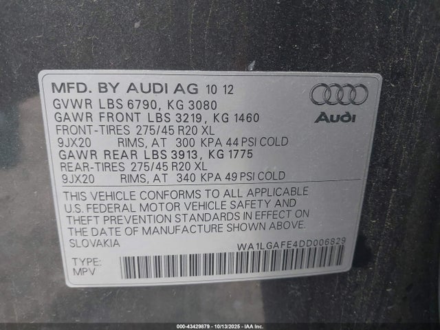 2013 AUDI Q7 WA1LGAFE4DD006829 Photo 8