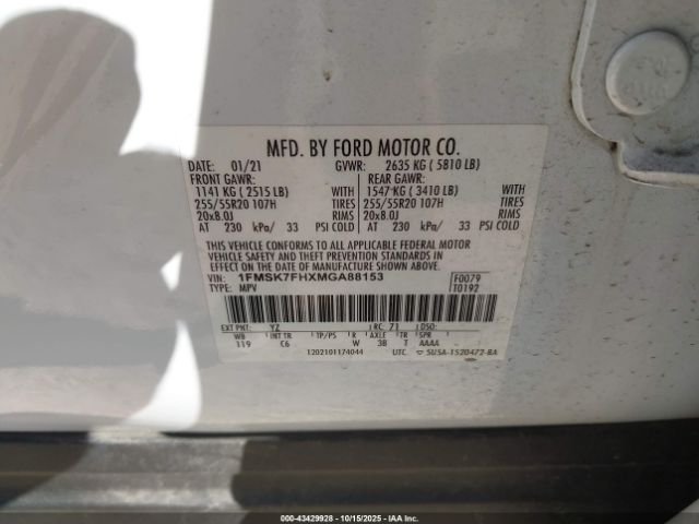 2021 FORD EXPLORER 1FMSK7FHXMGA88153 Photo 8