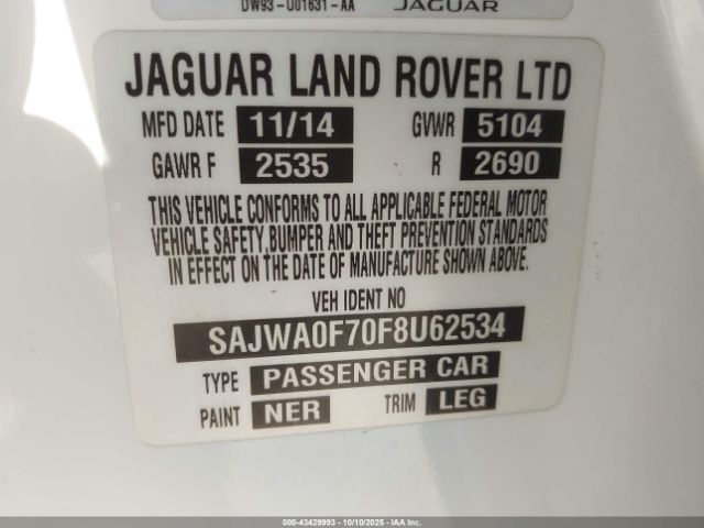 2015 JAGUAR XF SAJWA0F70F8U62534 Photo 8