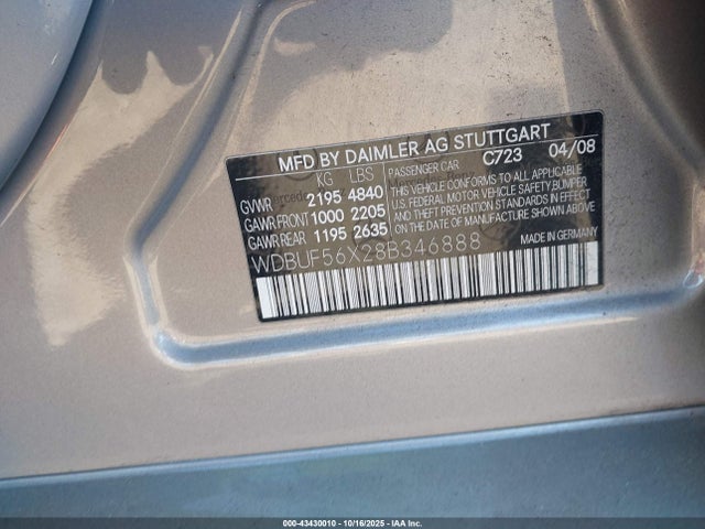 Продаж на аукціоні авто 2008 Mercedes-benz E 350, vin: WDBUF56X28B346888, номер лоту: 43430010