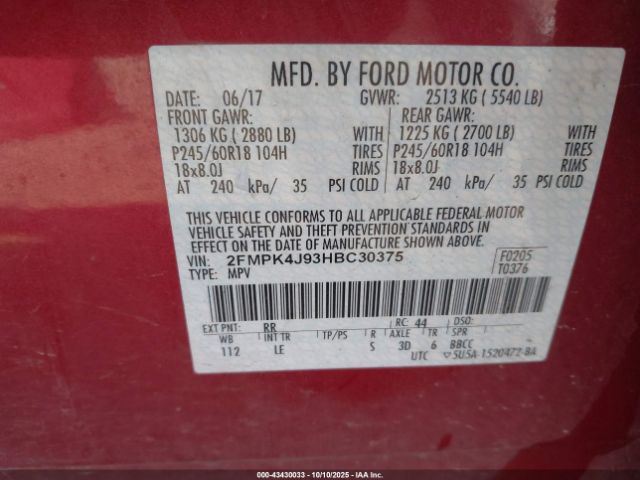 2017 FORD EDGE 2FMPK4J93HBC30375 Photo 8