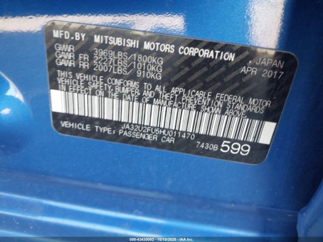 2017 MITSUBISHI LANCER JA32U2FU5HU011470 Photo 8