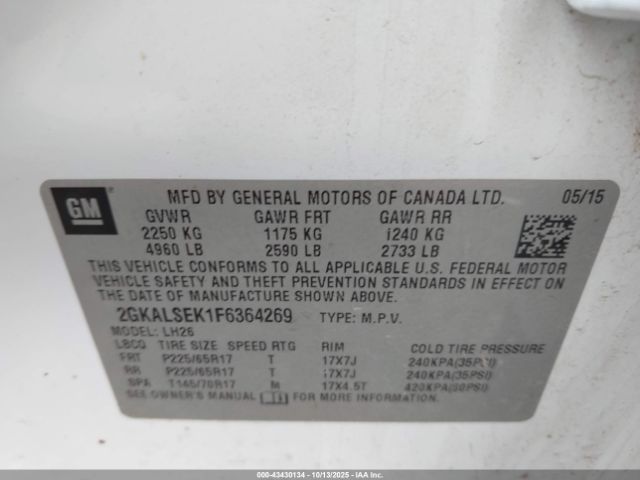 2015 GMC TERRAIN 2GKALSEK1F6364269 Photo 8