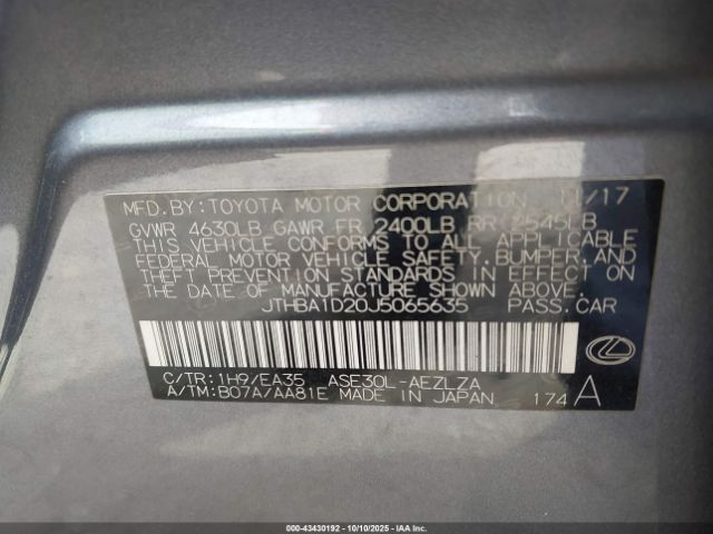 2018 LEXUS IS 300 JTHBA1D20J5065635 Photo 8