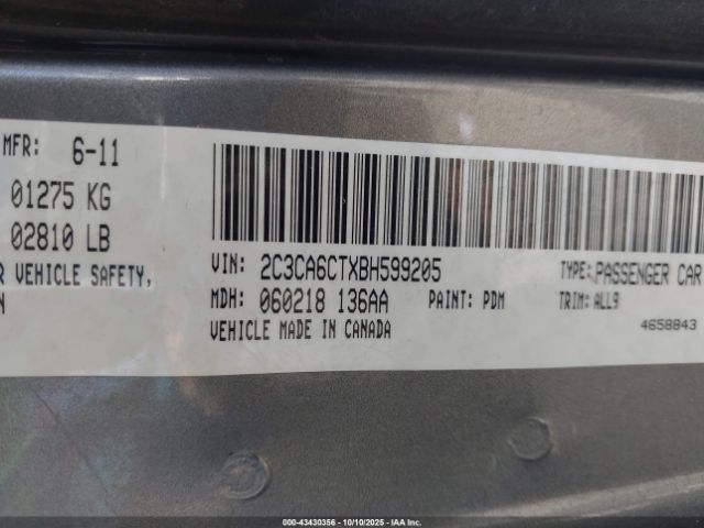 2011 CHRYSLER 300C 2C3CA6CTXBH599205 Photo 8