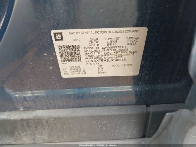 2020 CHEVROLET EQUINOX 2GNAXTEV1L6140518 Photo 8