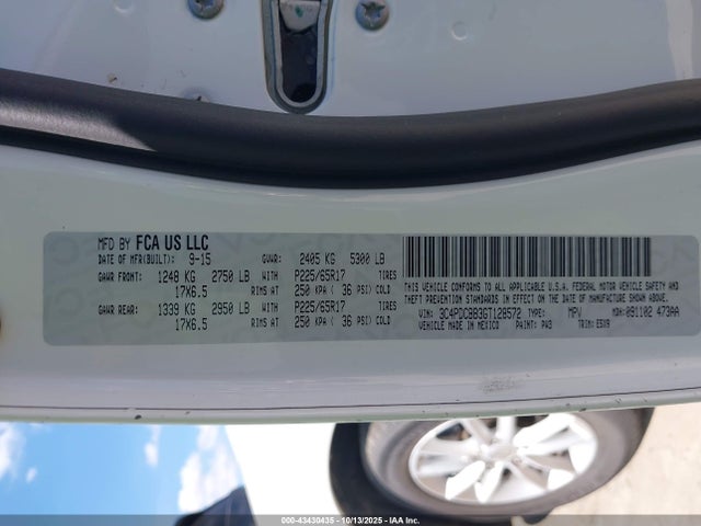 Продаж на аукціоні авто 2016 Dodge Journey Sxt, vin: 3C4PDCBB3GT128572, номер лоту: 43430435