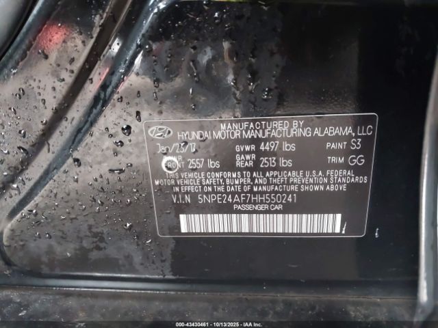2017 HYUNDAI SONATA 5NPE24AF7HH550241 Photo 8