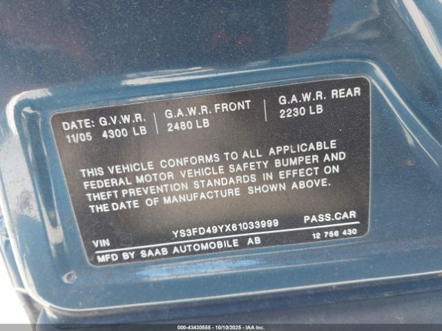 2006 SAAB 9-3 YS3FD49YX61033999 Photo 8