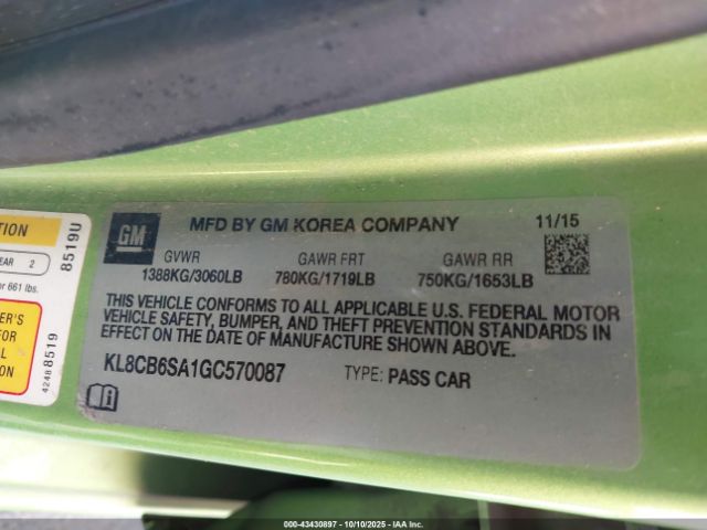 2016 CHEVROLET SPARK KL8CB6SA1GC570087 Photo 8