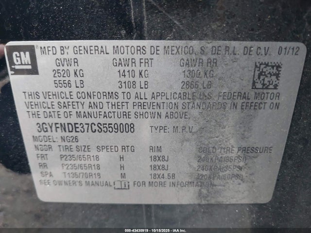 2012 CADILLAC SRX 3GYFNDE37CS559008 Photo 8