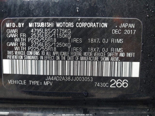 2018 MITSUBISHI OUTLANDER JA4AD2A38JJ003053 Photo 8