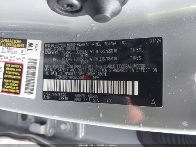 2024 TOYOTA HIGHLANDER HYBRID 5TDKBRCH4RS609983 Photo 8