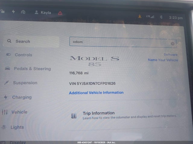 2012 TESLA MODEL S 5YJSA1DN7CFP01626 Photo 6