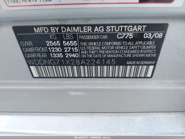 Продаж на аукціоні авто 2008 Mercedes-benz S 550, vin: WDDNG71X28A224145, номер лоту: 43431277