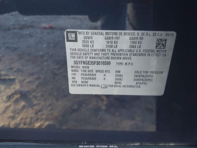 2015 CADILLAC SRX 3GYFNGE35FS616599 Photo 8