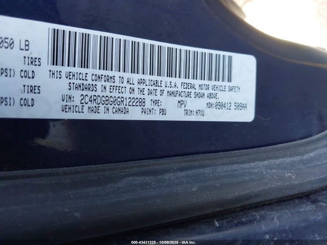 Dodge Grand Caravan 2016 2C4RDGBG0GR122288 Image 9