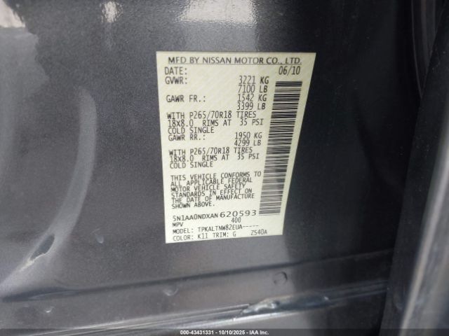 2010 NISSAN ARMADA 5N1AA0NDXAN620593 Photo 8