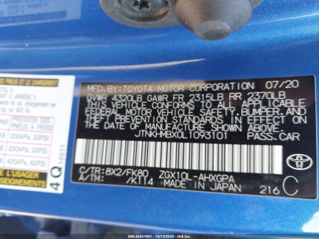 2020 TOYOTA C-HR JTNKHMBX0L1093101 Photo 8