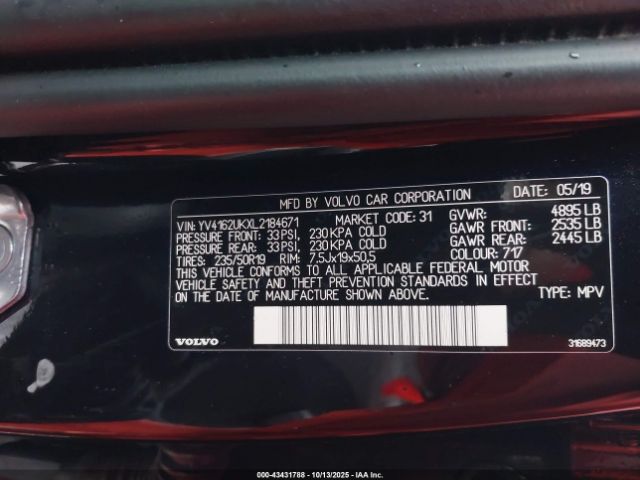 2020 VOLVO XC40 YV4162UKXL2184671 Photo 8