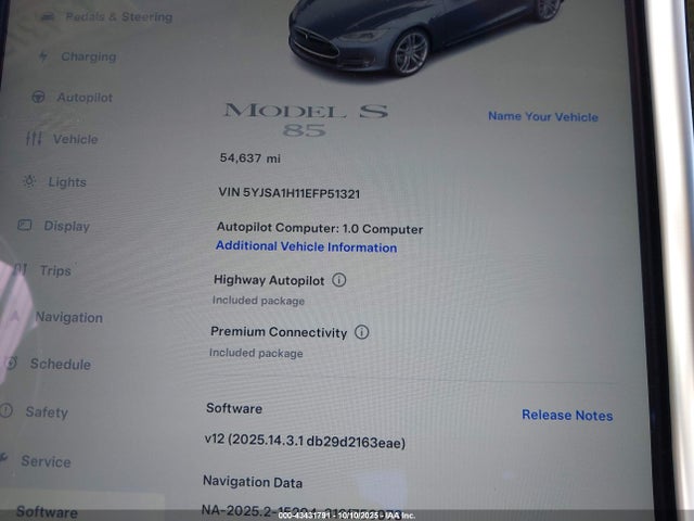 2014 TESLA MODEL S 5YJSA1H11EFP51321 Photo 6