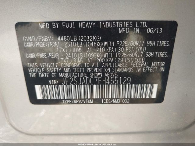 2014 SUBARU FORESTER JF2SJADC7EH455129 Photo 8