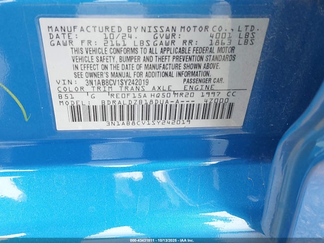 3N1AB8CV1SY242019 Nissan 2025