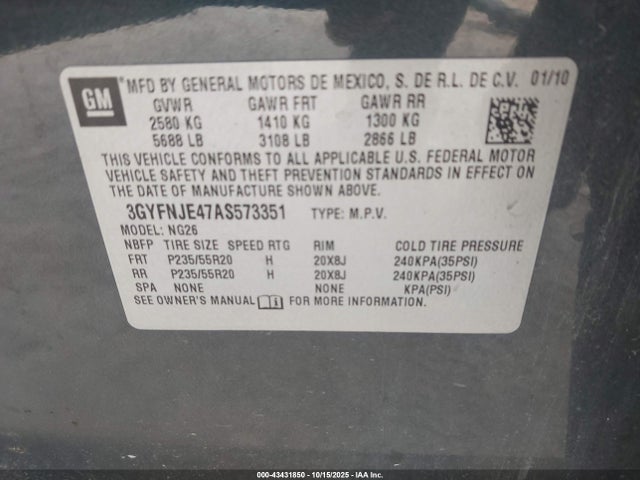 2010 CADILLAC SRX 3GYFNJE47AS573351 Photo 8
