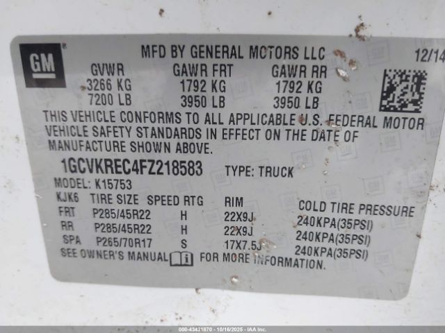 2015 CHEVROLET SILVERADO 1500 1GCVKREC4FZ218583 Photo 8