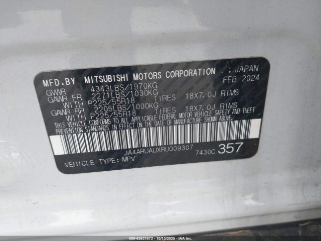 2024 MITSUBISHI OUTLANDER SPORT JA4ARUAUXRU009307 Photo 8